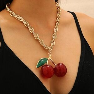 Gold Cherry Pendant Necklace